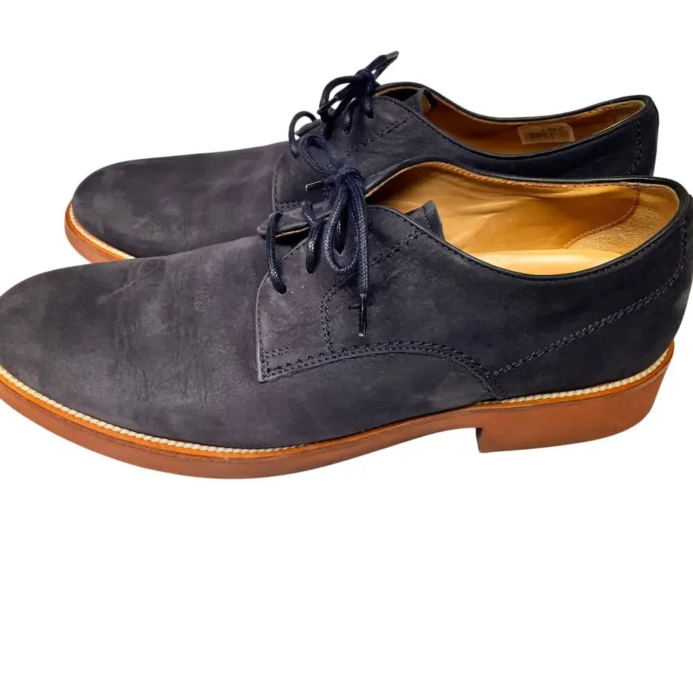 Men's TOD'S sz 10 blue suede lace up derby oxford matte leather midnight blue